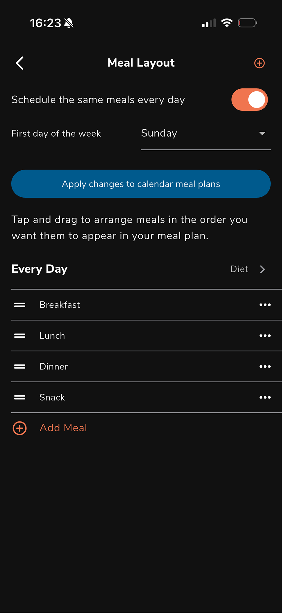 Preferences screen 1