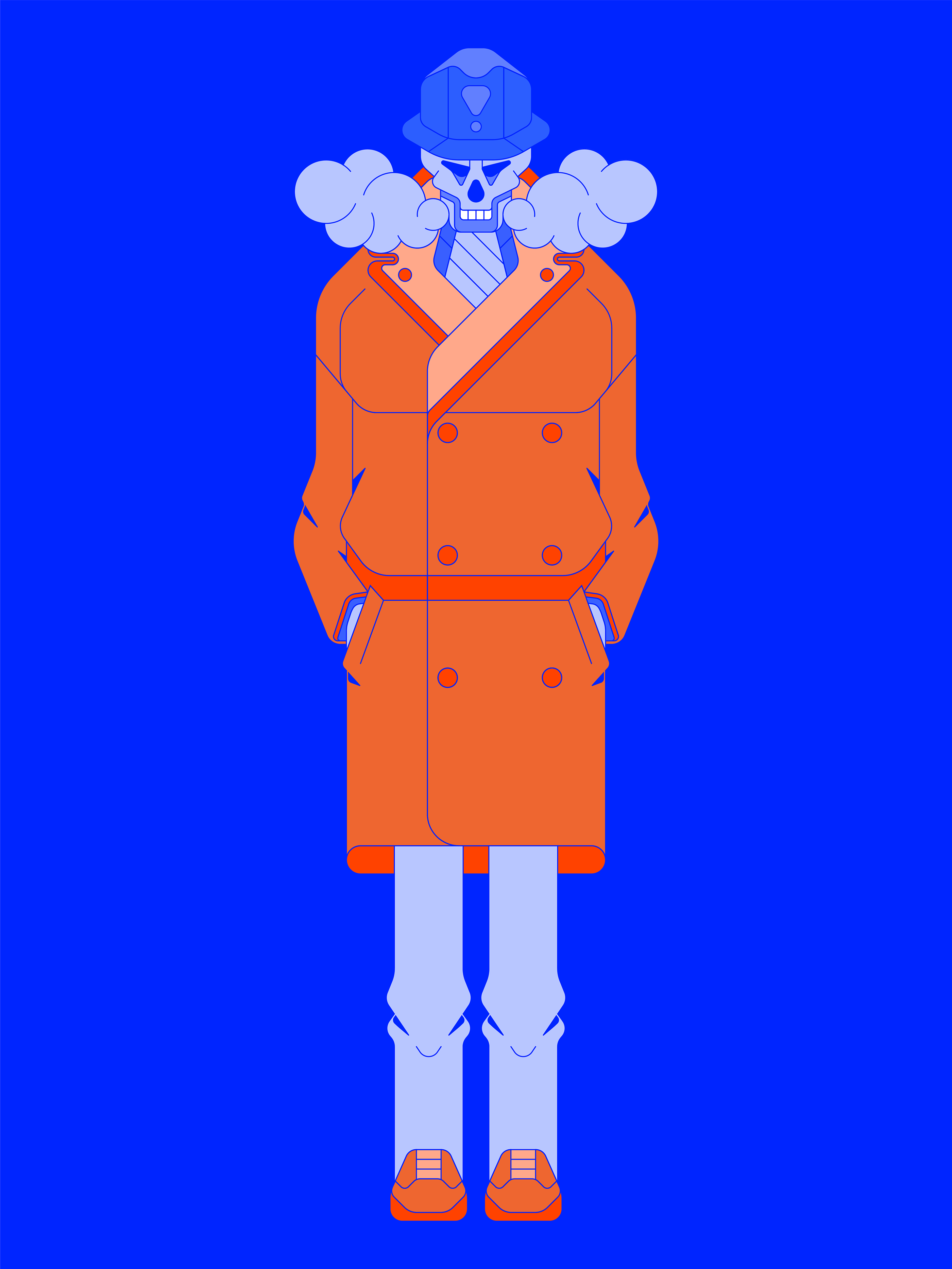 Detective Skull Illustration